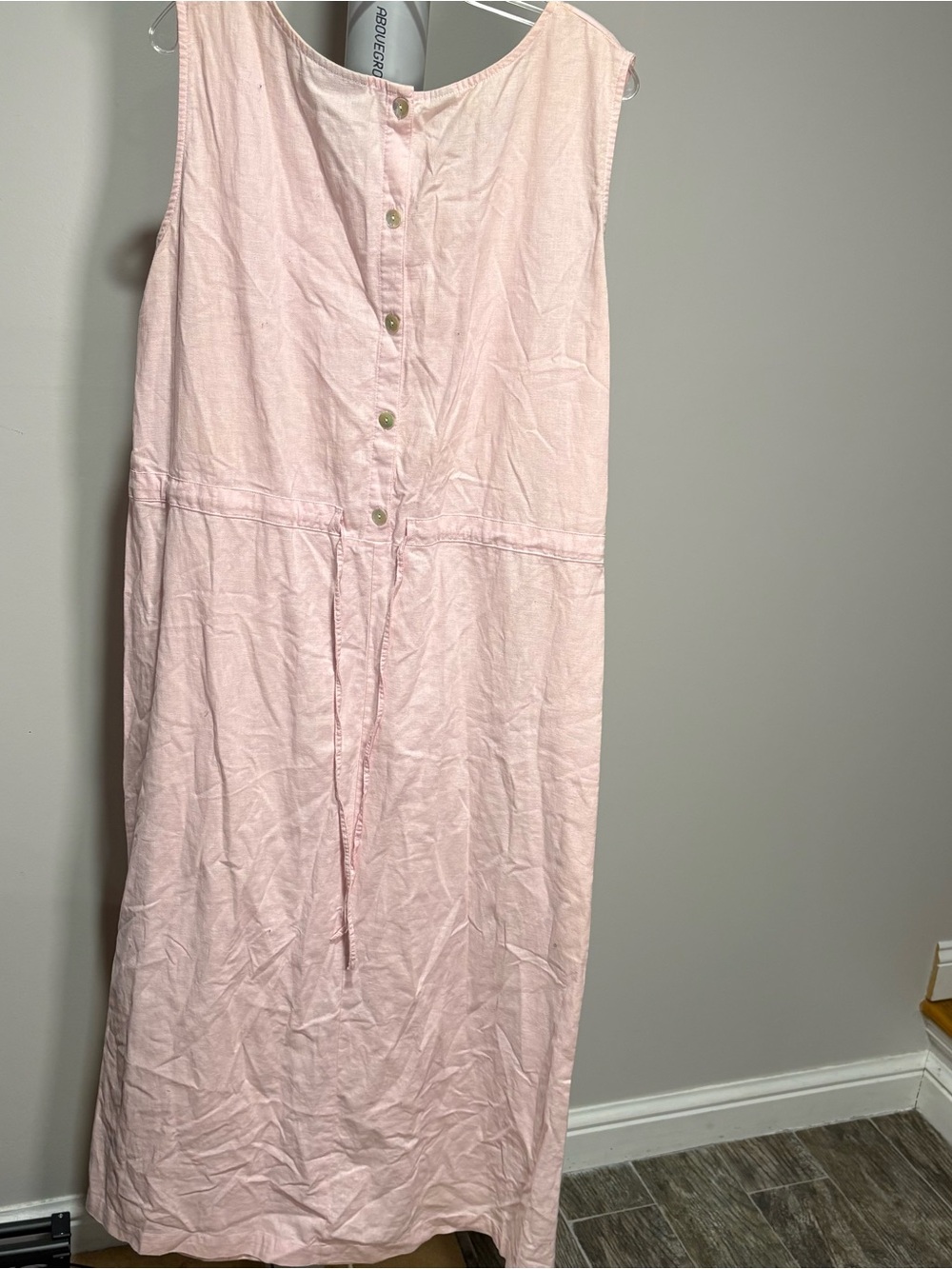 Karen Scott Linen Blend Pink Sleeveless Dress Plus Sz 3X Classic Button Detail - Picture 3 of 9
